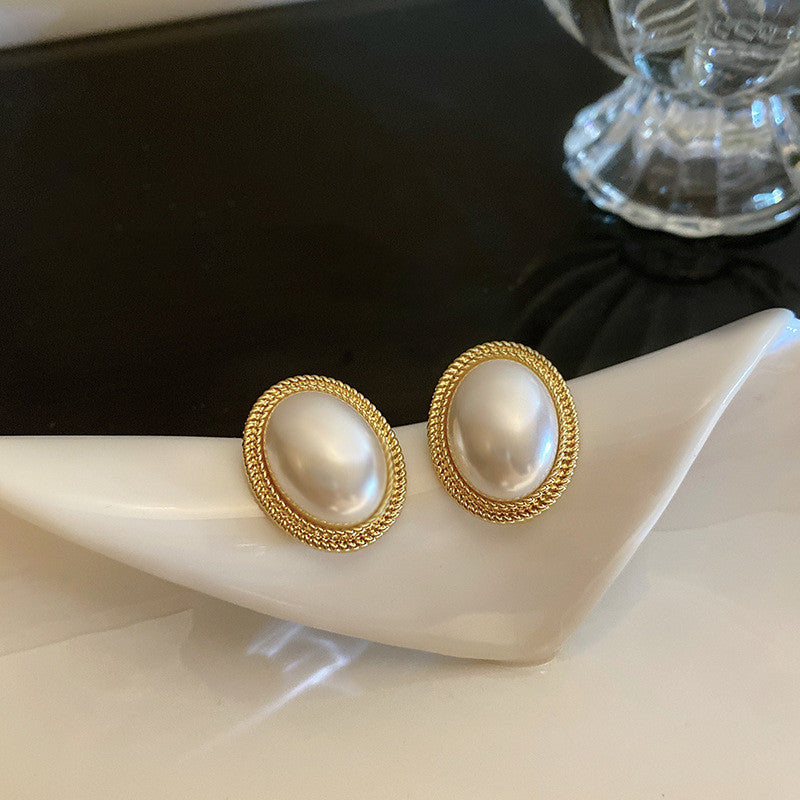 French Retro Hepburn Baroque Pearl Earrings