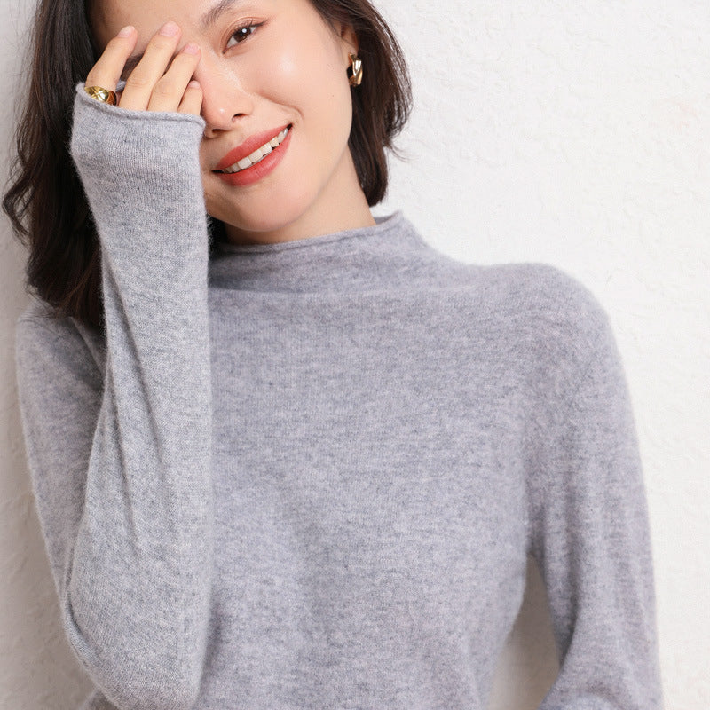 New Simple Half Collar Cashmere Sweater Loose Women's Sweater