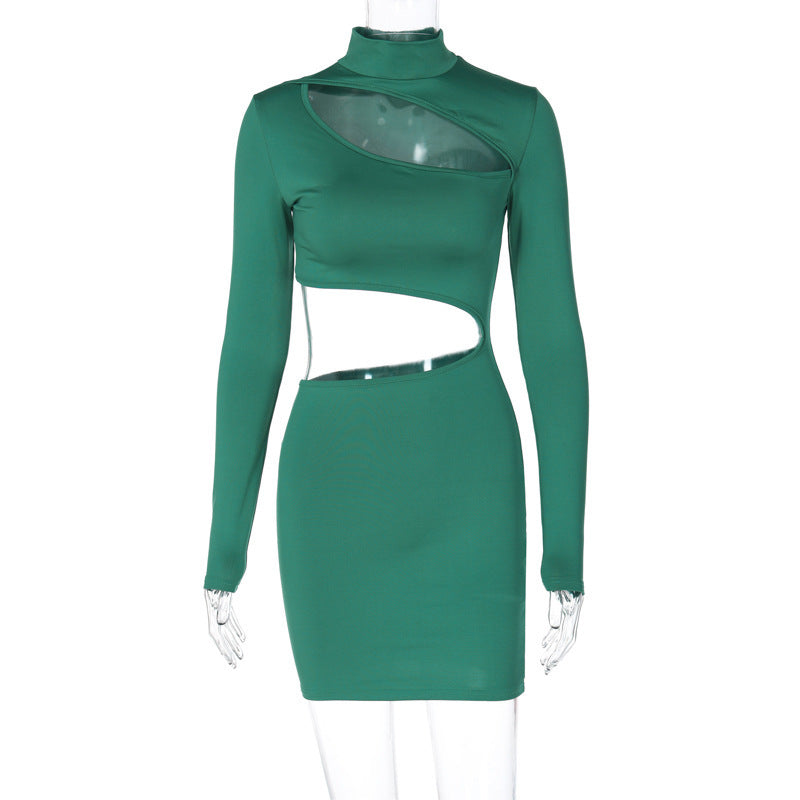 Cutout Slim Fit Turtleneck Long Sleeve top and Dress skirt