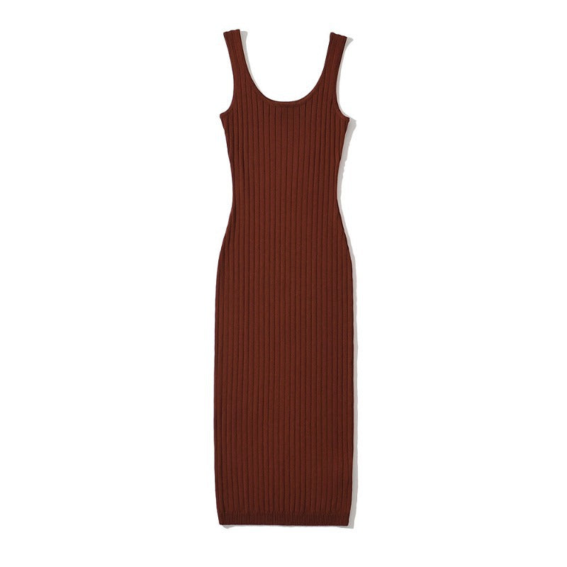 New Solid Color Knitted Dress