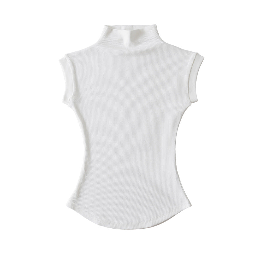 Women's Half Turtleneck Ant Waist Sleeveless Top