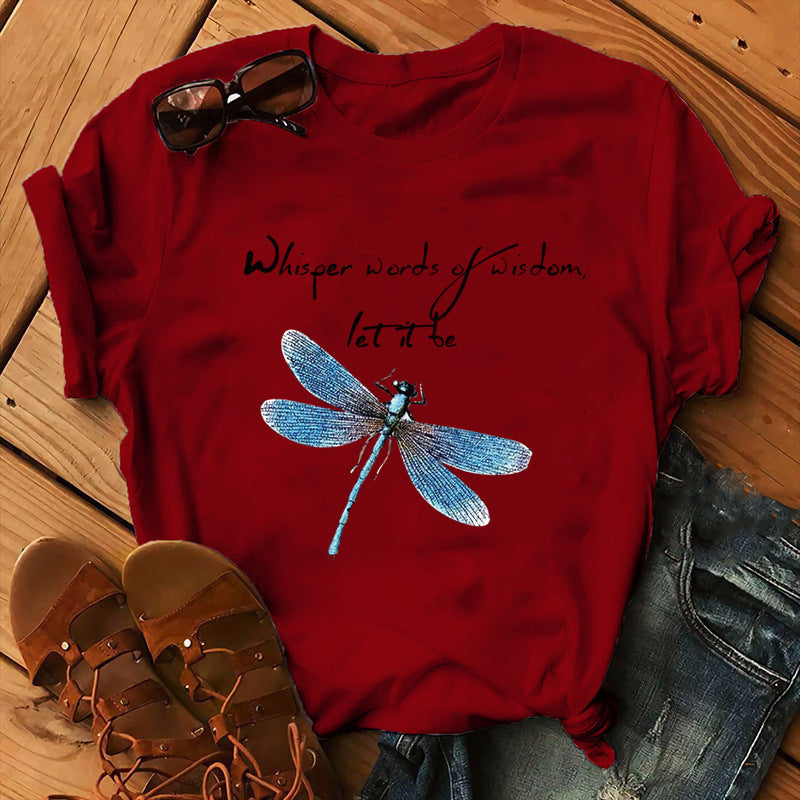 Let It Be Cute Bee Letter Alpaca Casual Women's T-shirt