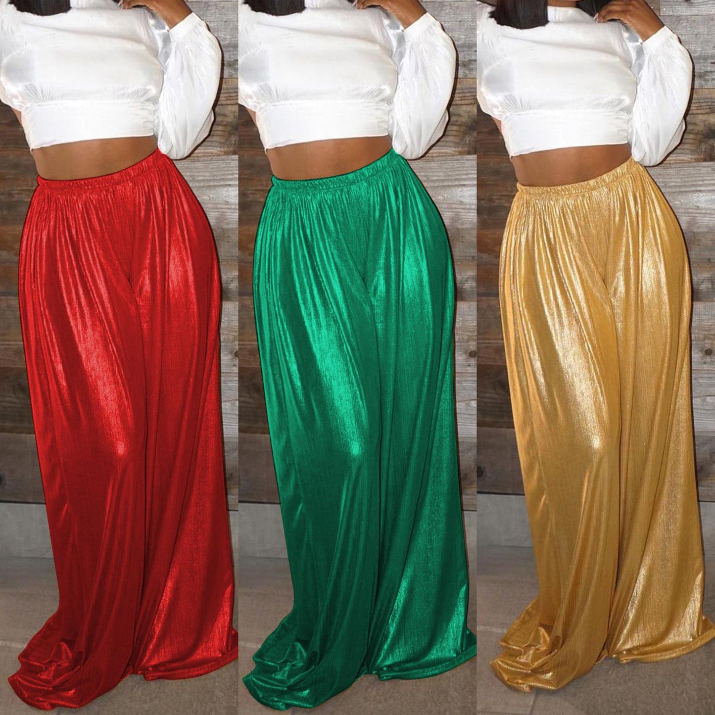 Casual Bronzing Wide-leg Pants Women's Trousers