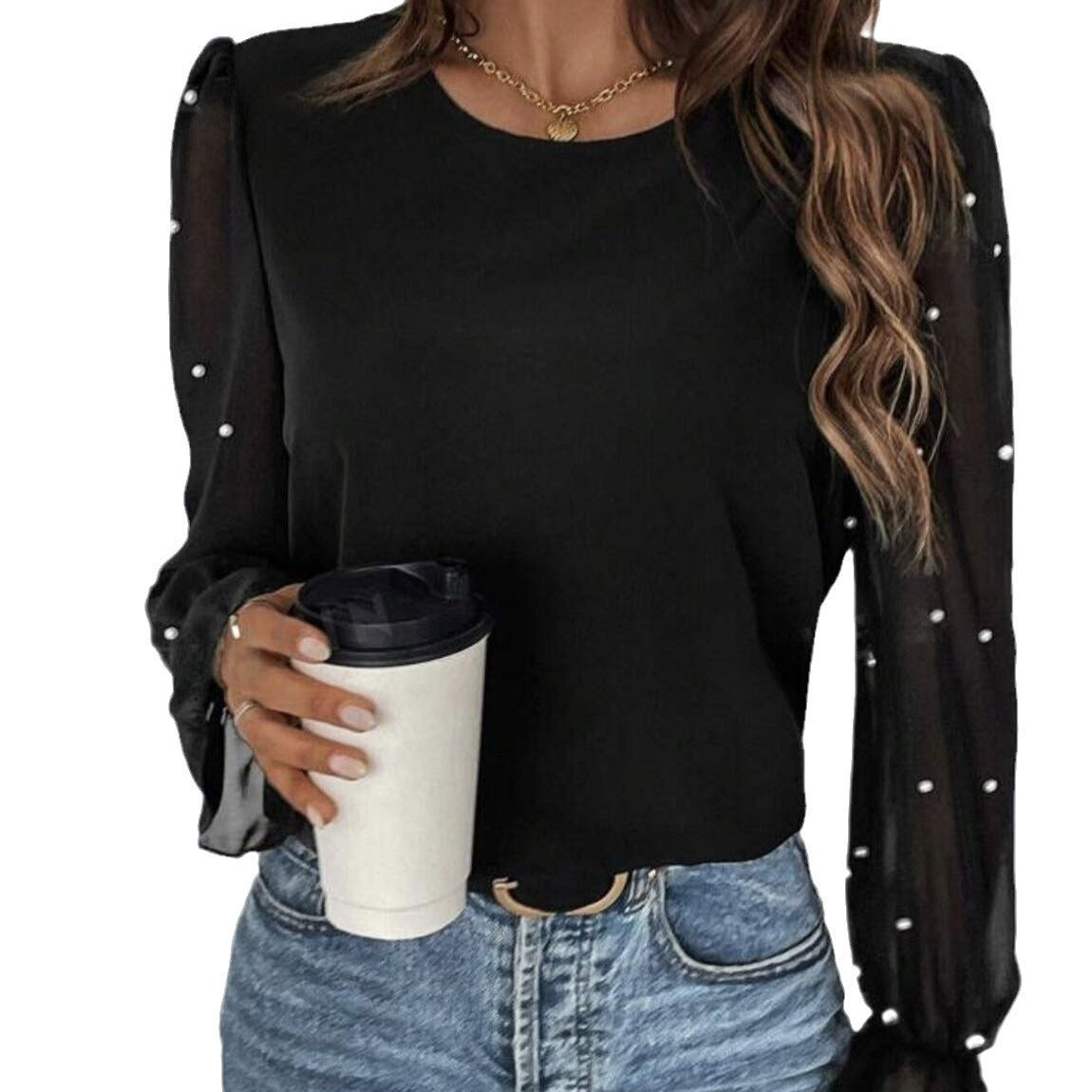 Round Neck Chiffon Top