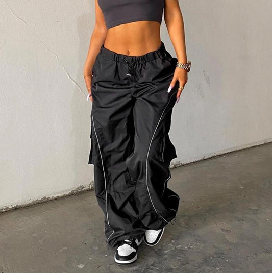 Big Cargo Pants Oversize Casual Wide Leg Parachute Trousers Pocket Jogger Sweatpants