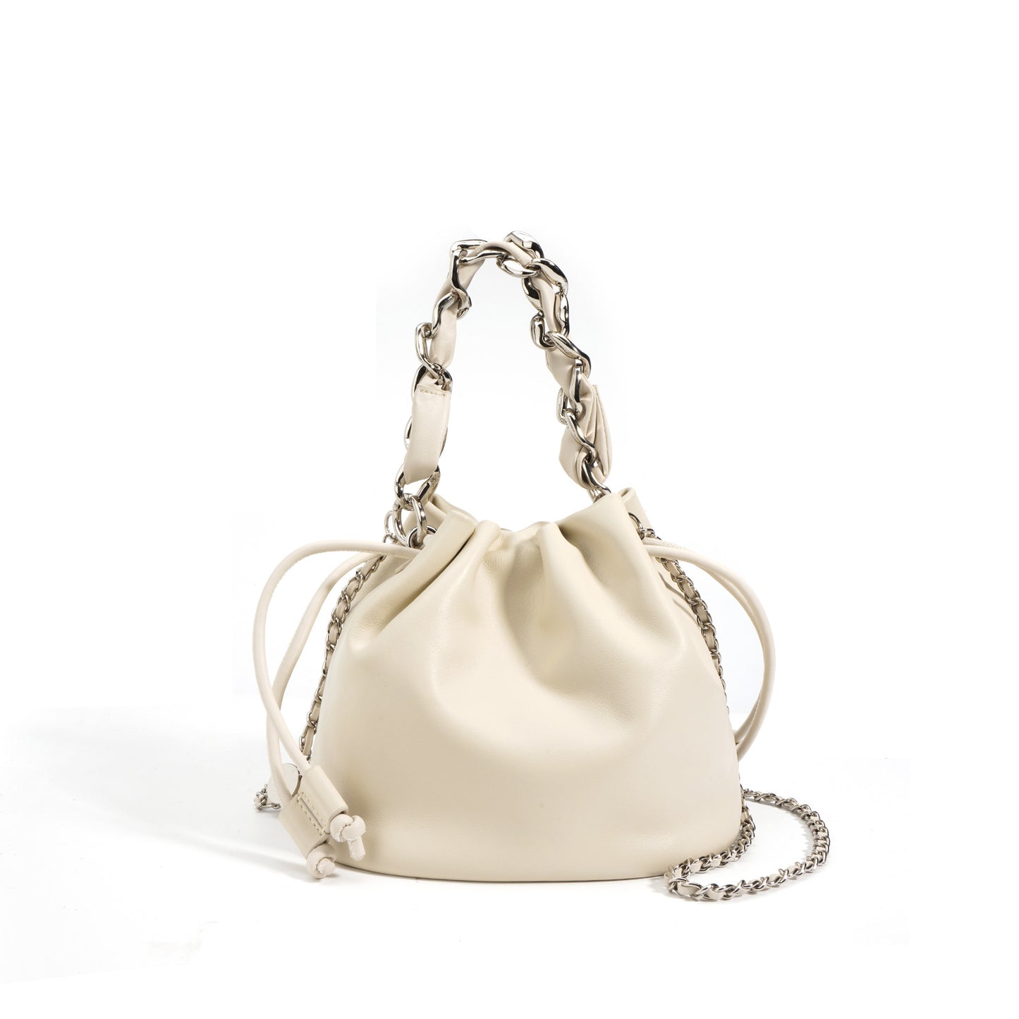 Women's Fashion Leather Drawstring Crossbody Bucket Bag