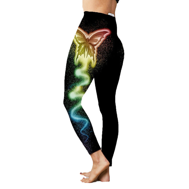 Fashion Women's Printed Stretch Slim Butterfly Yoga Pants