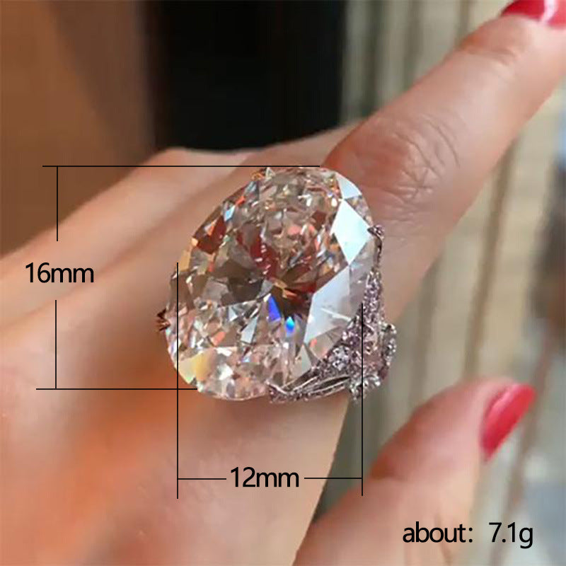 Super Large Oval Zircon Women's Ring