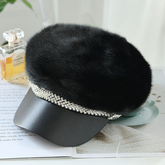 Winter Mink Fur Fashion All-matching Beret