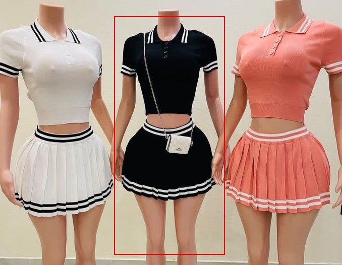 Trendy golf Tops Pleated Skirt Two-piece Set