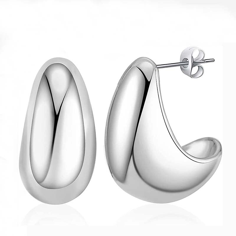 Metal Water Drop Earrings With A Sense Of Niche Luxury