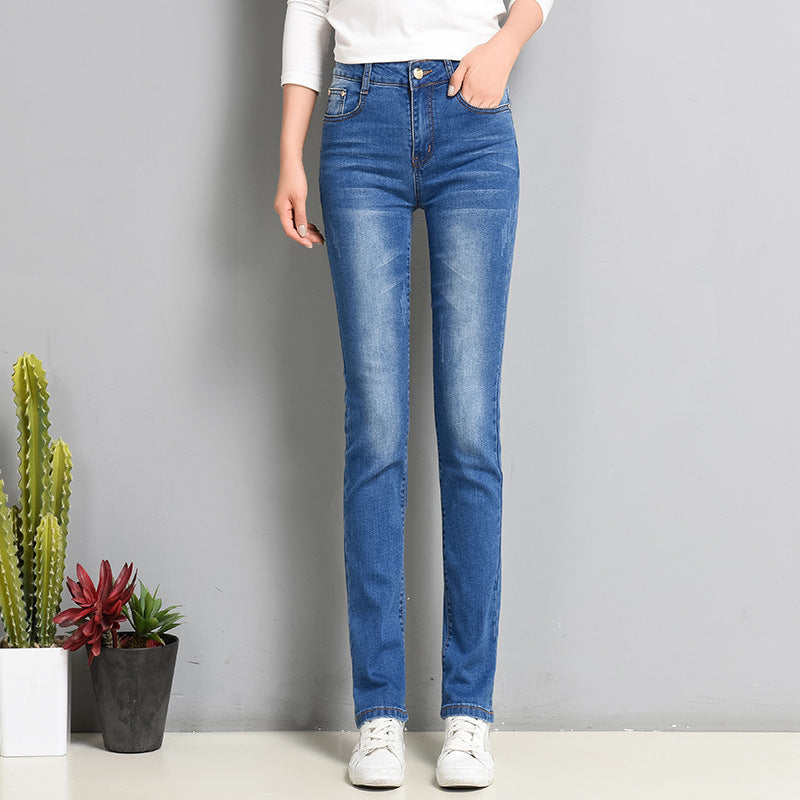 Slim Fit Elastic Straight Jeans