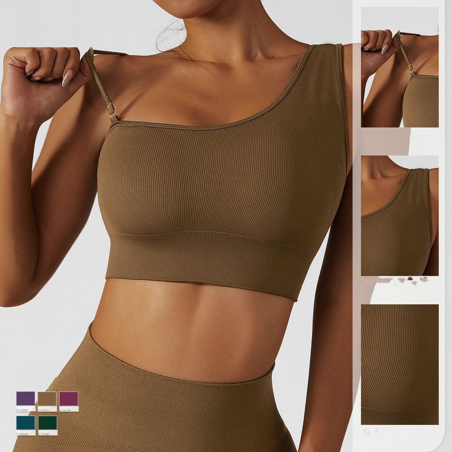 Sexy Sloping Shoulder Yoga Clothes Top With Irregular Movement