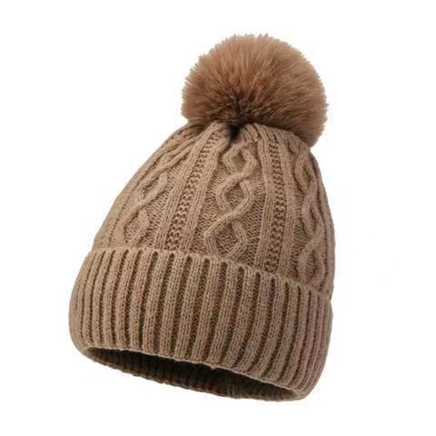 Woolen Winter Ear Protection Fur Ball Pullover Hat