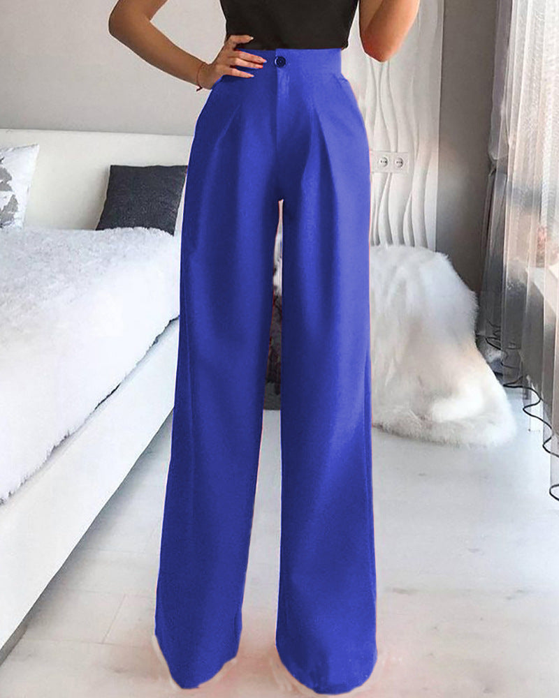 Solid Color Casual Straight-leg Suit Pants