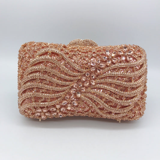 Bow Ribbon Diamond Evening Bag Hollow Rhinestone Banquet European And American Clutch