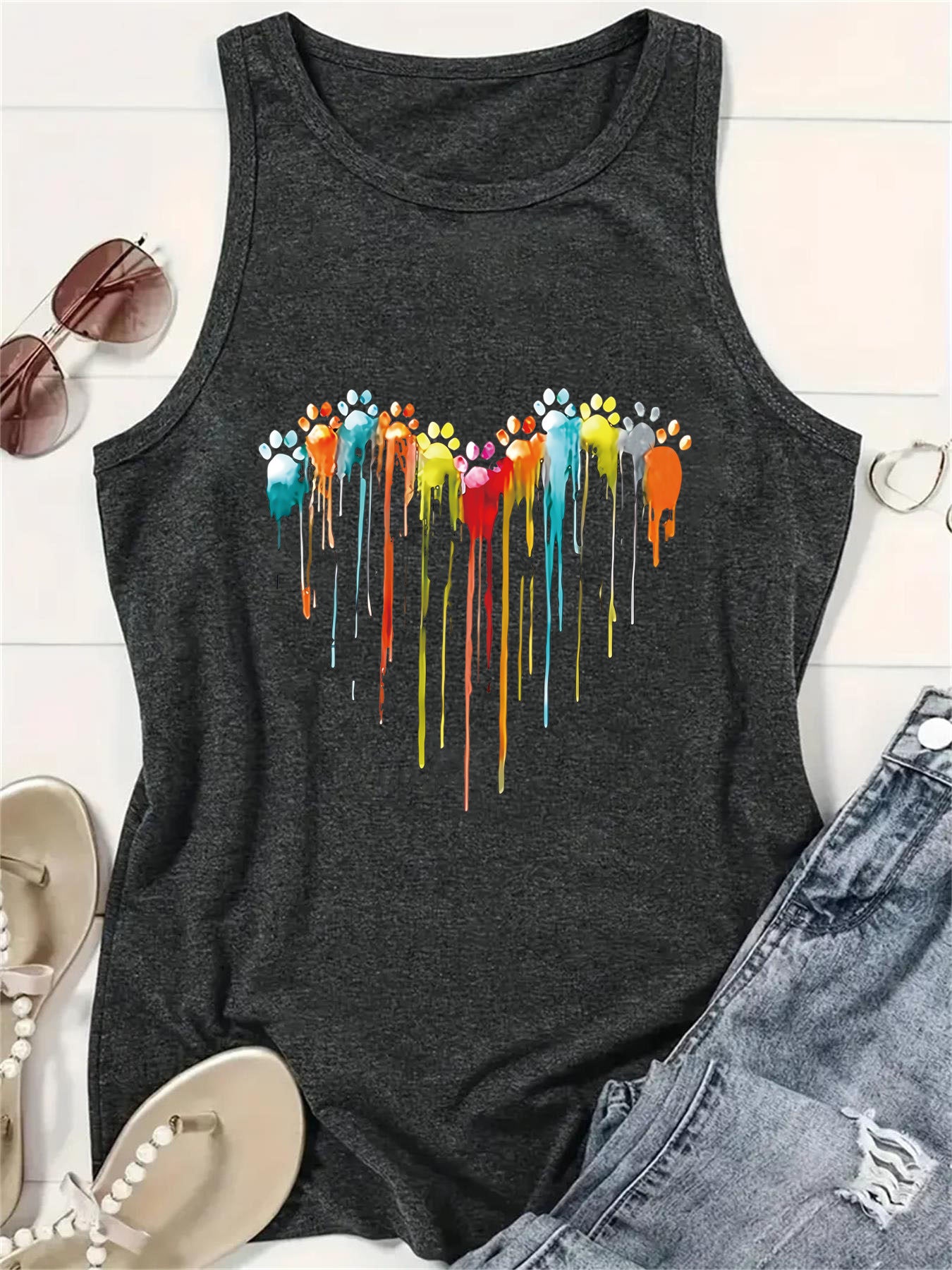 Dog mom Printed Sleeveless Top