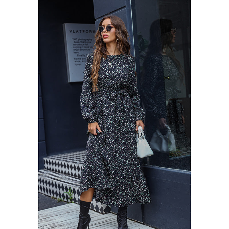 Women's Floral Commuter Round Neck Tied Dress