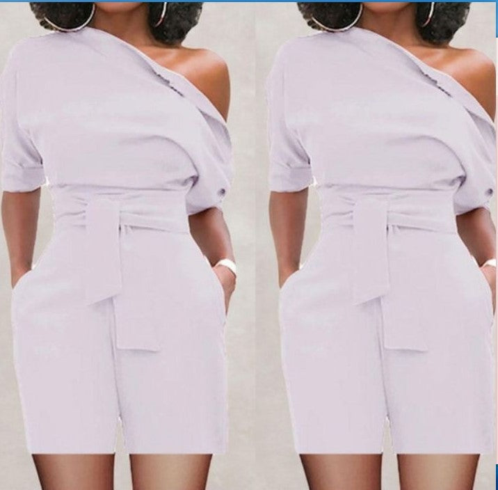 Boss queen Women's Shoulder Button One-piece Shorts Suit