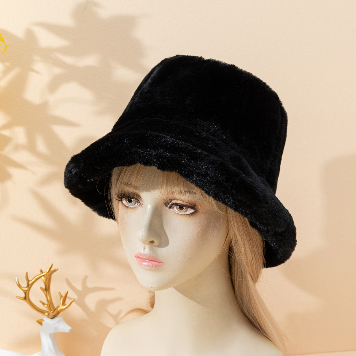 Thickened Plush And Minimalist Imitation Rabbit Hair Basin And Sweet Female Bucket Hat