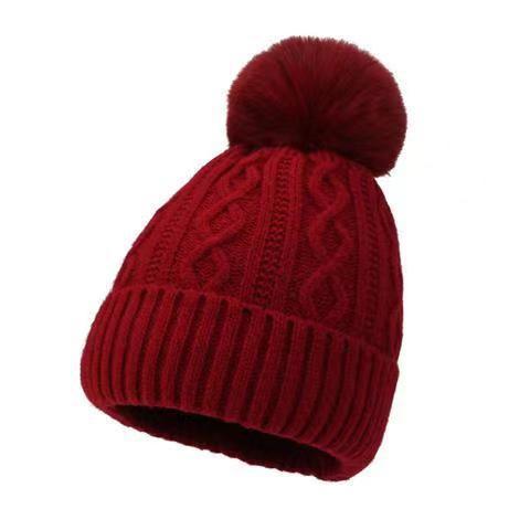 Woolen Winter Ear Protection Fur Ball Pullover Hat