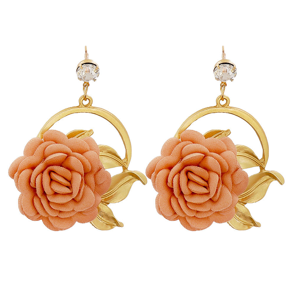 Hanging Cloth Flower Earrings