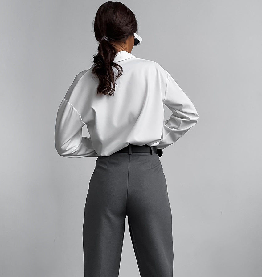 European And American Fashion High Waist Trousers Slim Fit