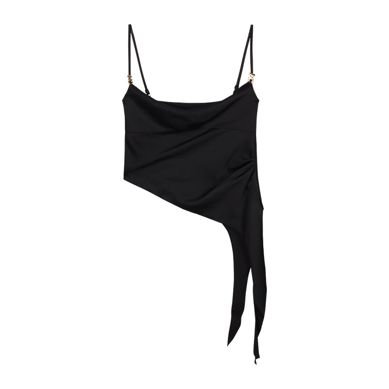 Women's Hot Girl Black Camisole Top Suit