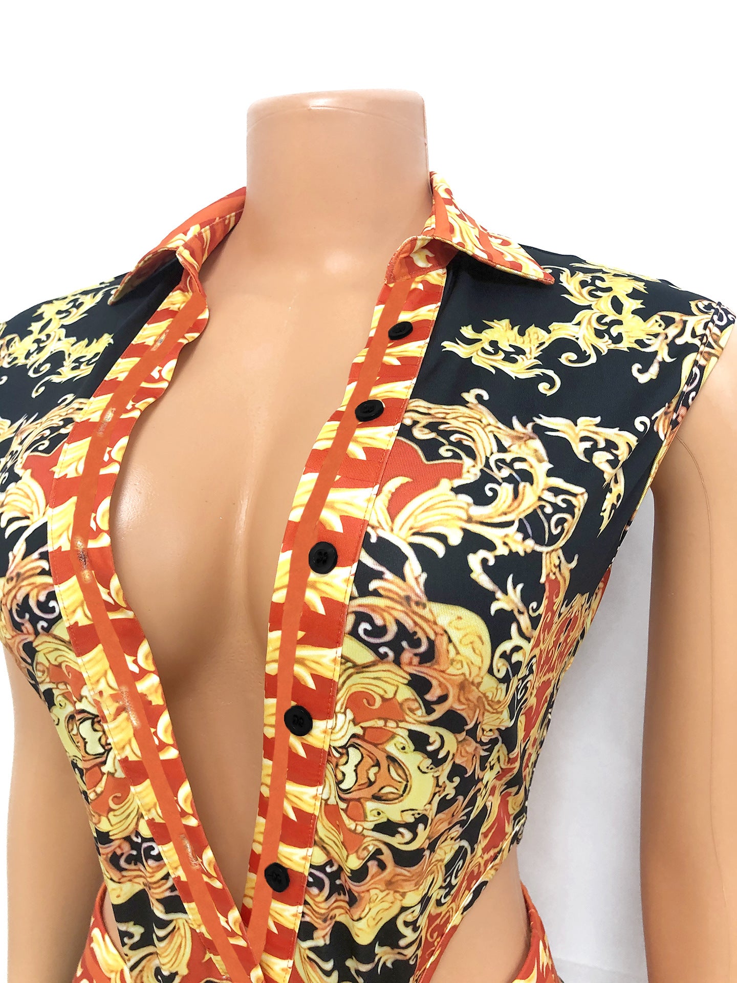 Women's V-neck Positioning Printed Two-piece Suit
