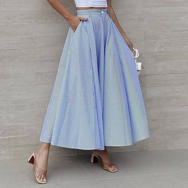 Women's Fashion Summer Stripes Long Dress skirt