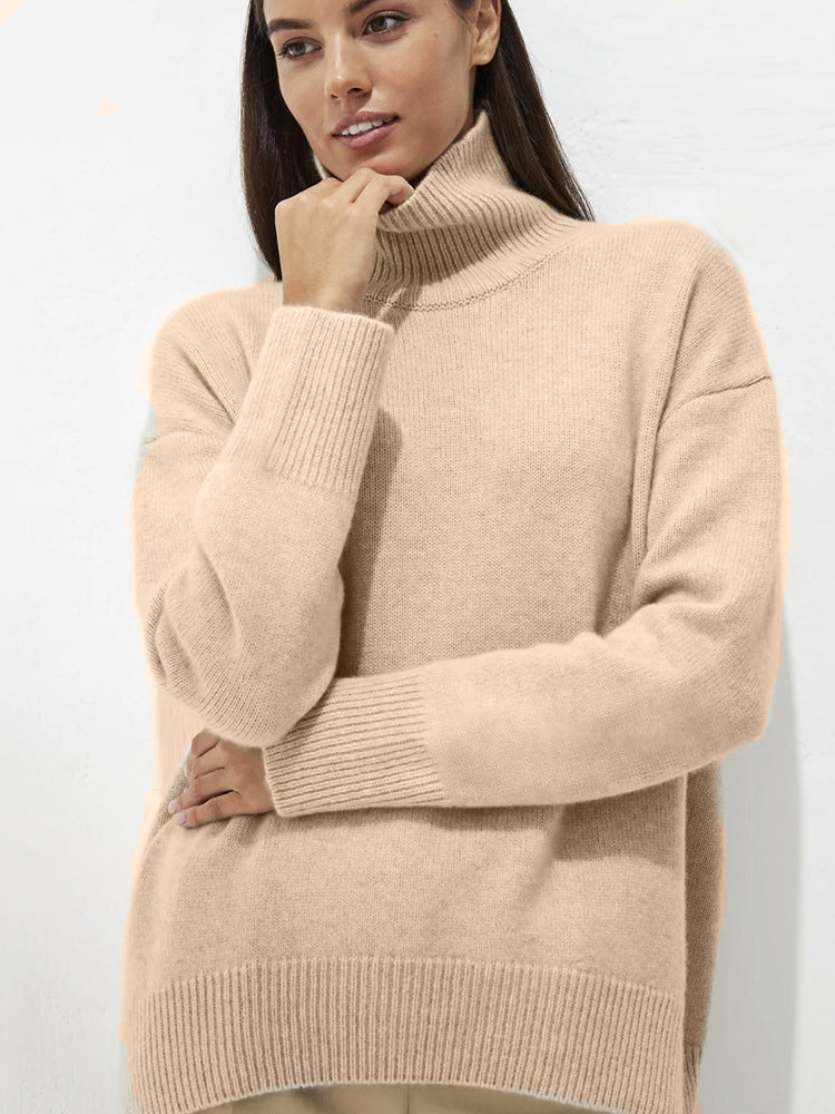 Belle High Collar Loose Knitted Top Sweaters Women's Clothing