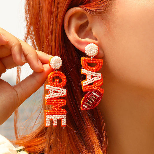 Fashion Letter Rugby Creative All-match Sports Style Handmade Bead Eardrop Earring