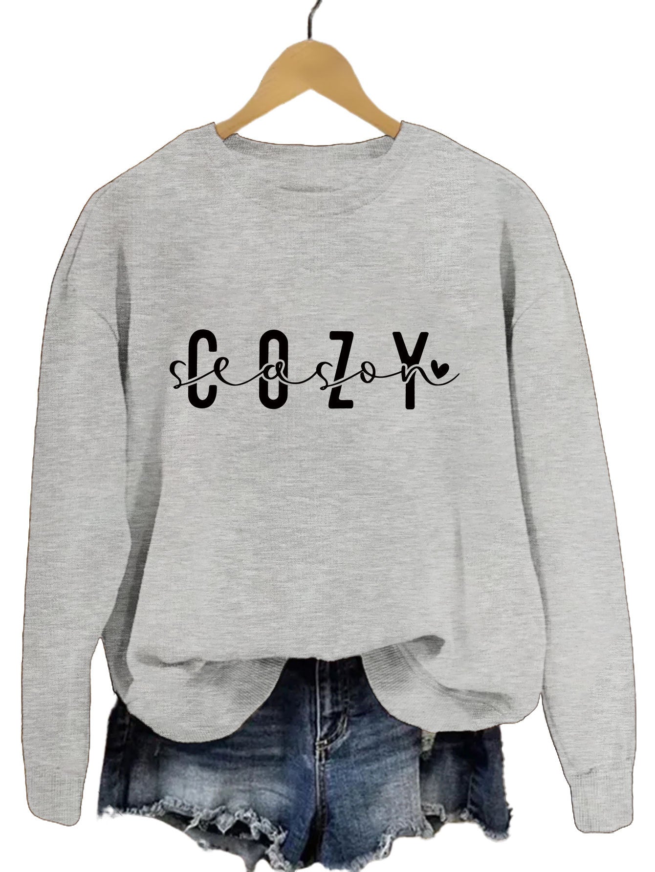 Fashion Printed Cozy Season Autumn Crew Neck Long Sleeve All-match Loose Sweater