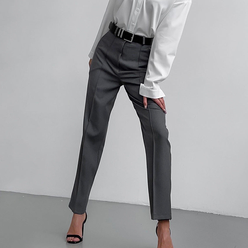 European And American Fashion High Waist Trousers Slim Fit