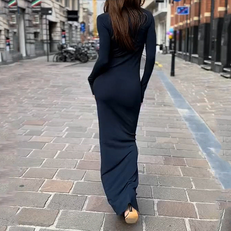 Fashion Tight Solid Color Dress