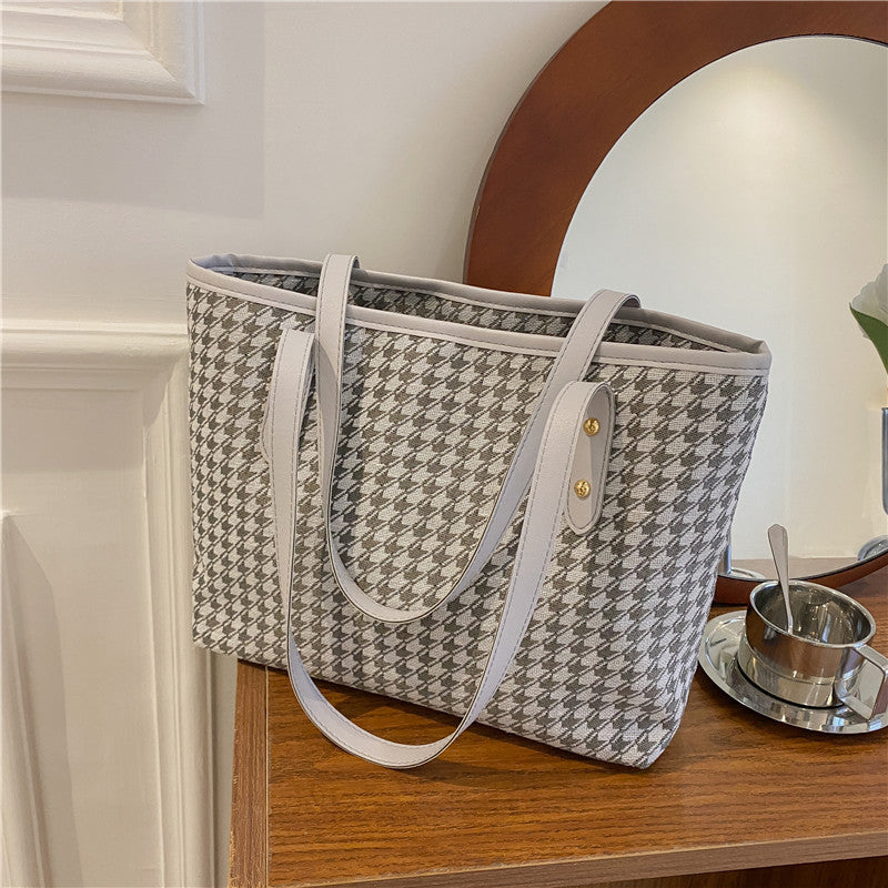 Large Capacity Houndstooth Bag For Women