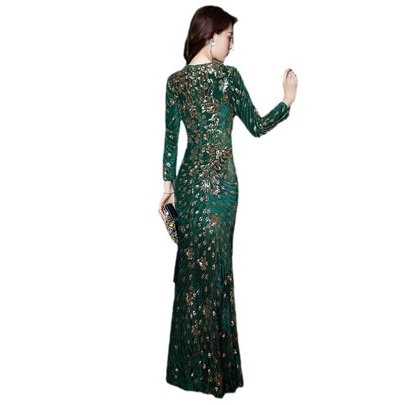 Women's Fashion Heavy Industry Temperament Banquet Sequined Dress