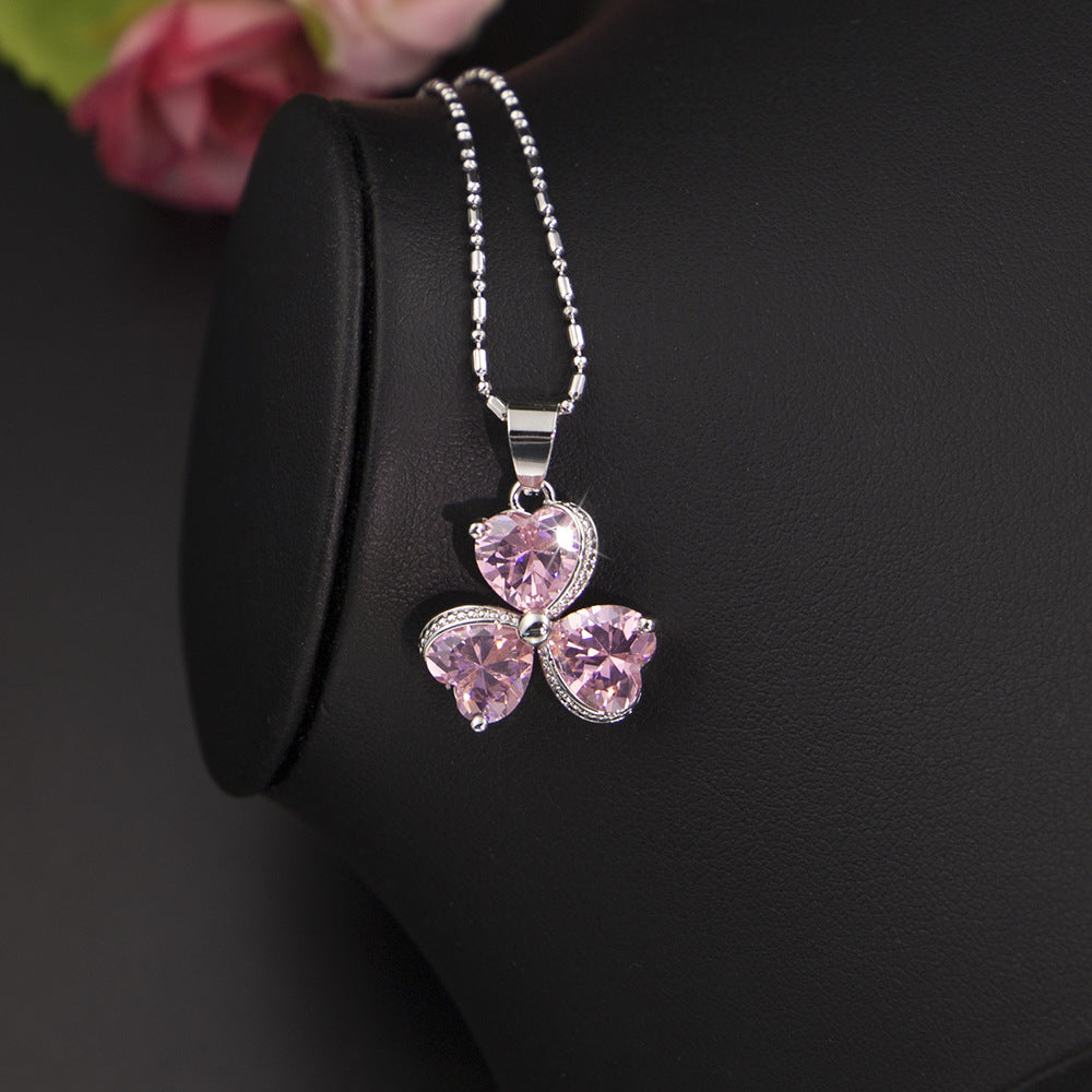 Pink Clover Women's Diamond Jewelry Set