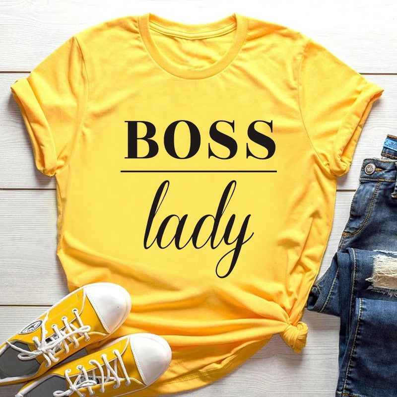 Boss Lady Round Neck Short Sleeve Tee Shirt