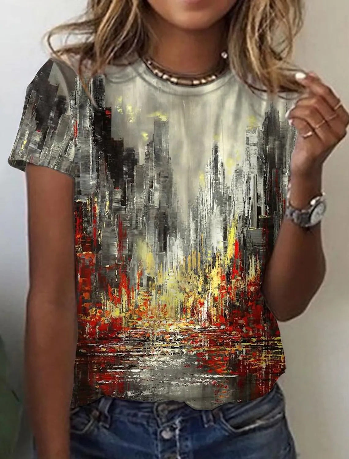 Retro fashion short sleeve abstract Print Shirt