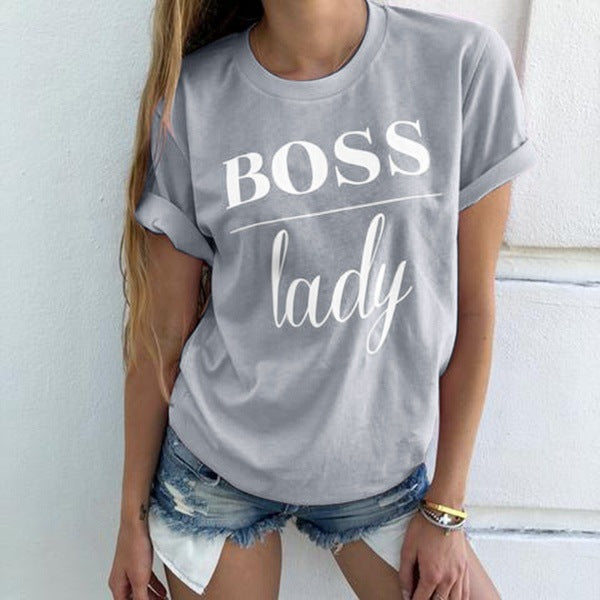 Boss Lady Round Neck Short Sleeve Tee Shirt