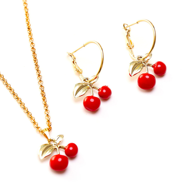 Cherry Necklace and Earrings Set GirL Season Style