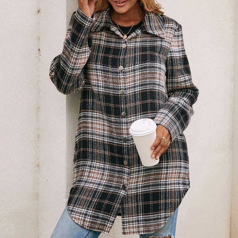 Plush Plaid Shirt Jacket