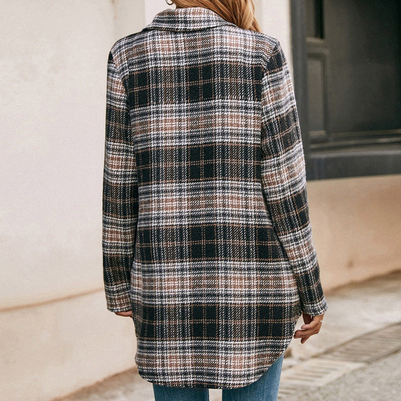 Plush Plaid Shirt Jacket