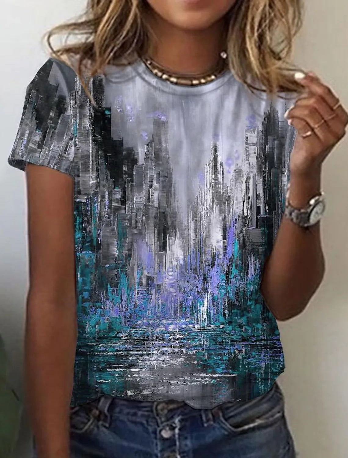 Retro fashion short sleeve abstract Print Shirt