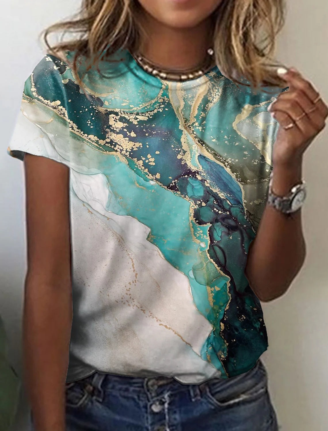 Retro fashion short sleeve abstract Print Shirt