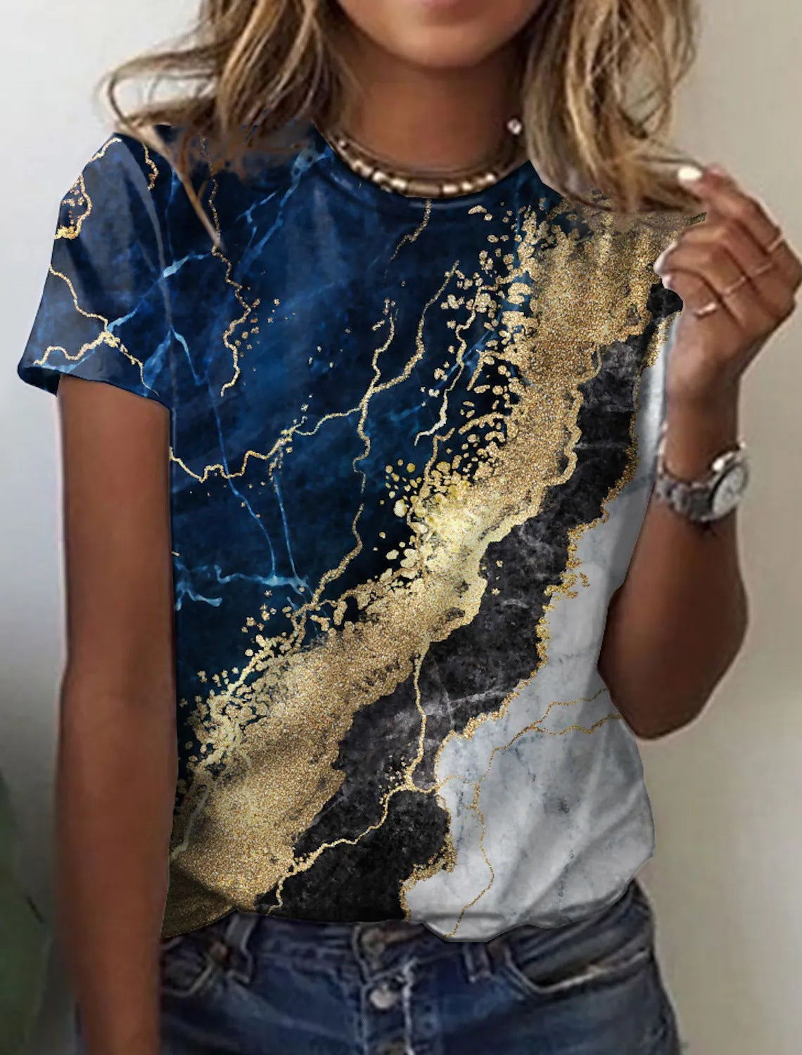 Retro fashion short sleeve abstract Print Shirt