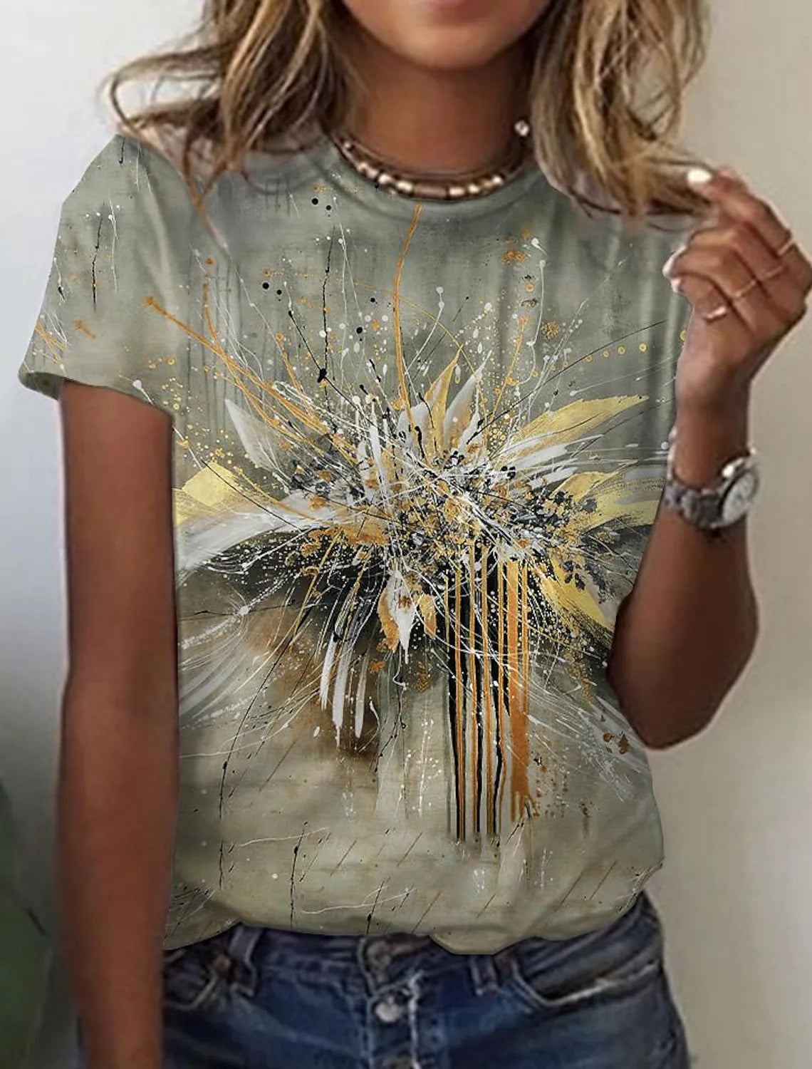 Retro fashion short sleeve abstract Print Shirt