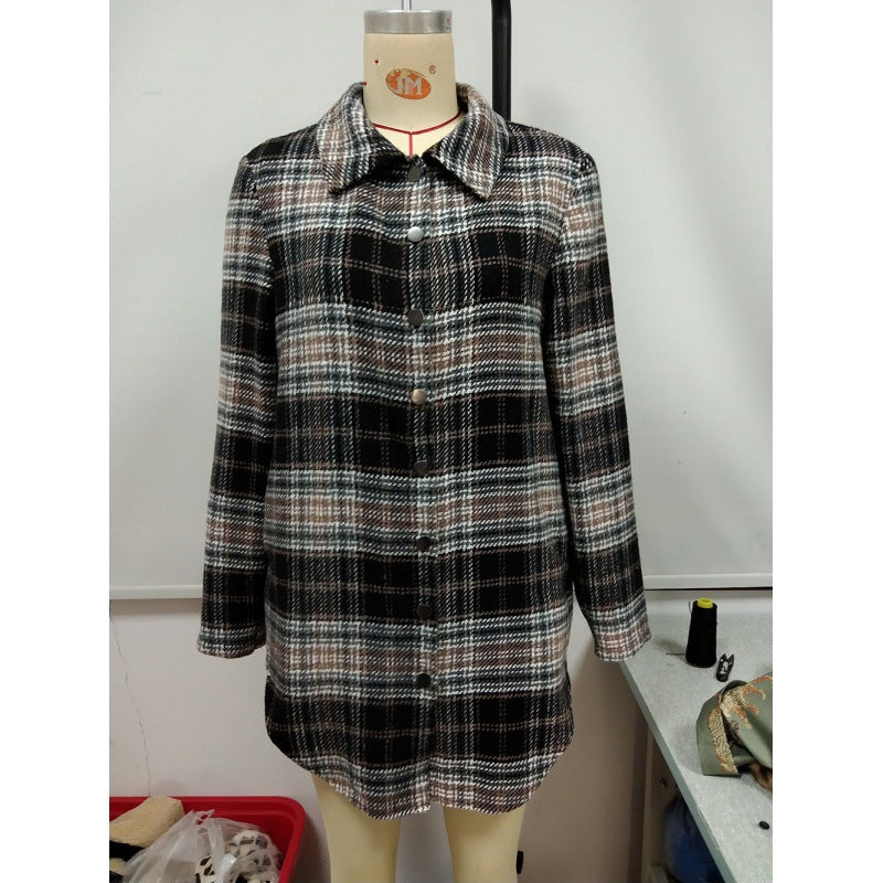 Plush girl fashion top Plaid Shirt Jacket